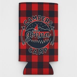 Red and Black Plaid Campers Gonna Camp Can Cooler